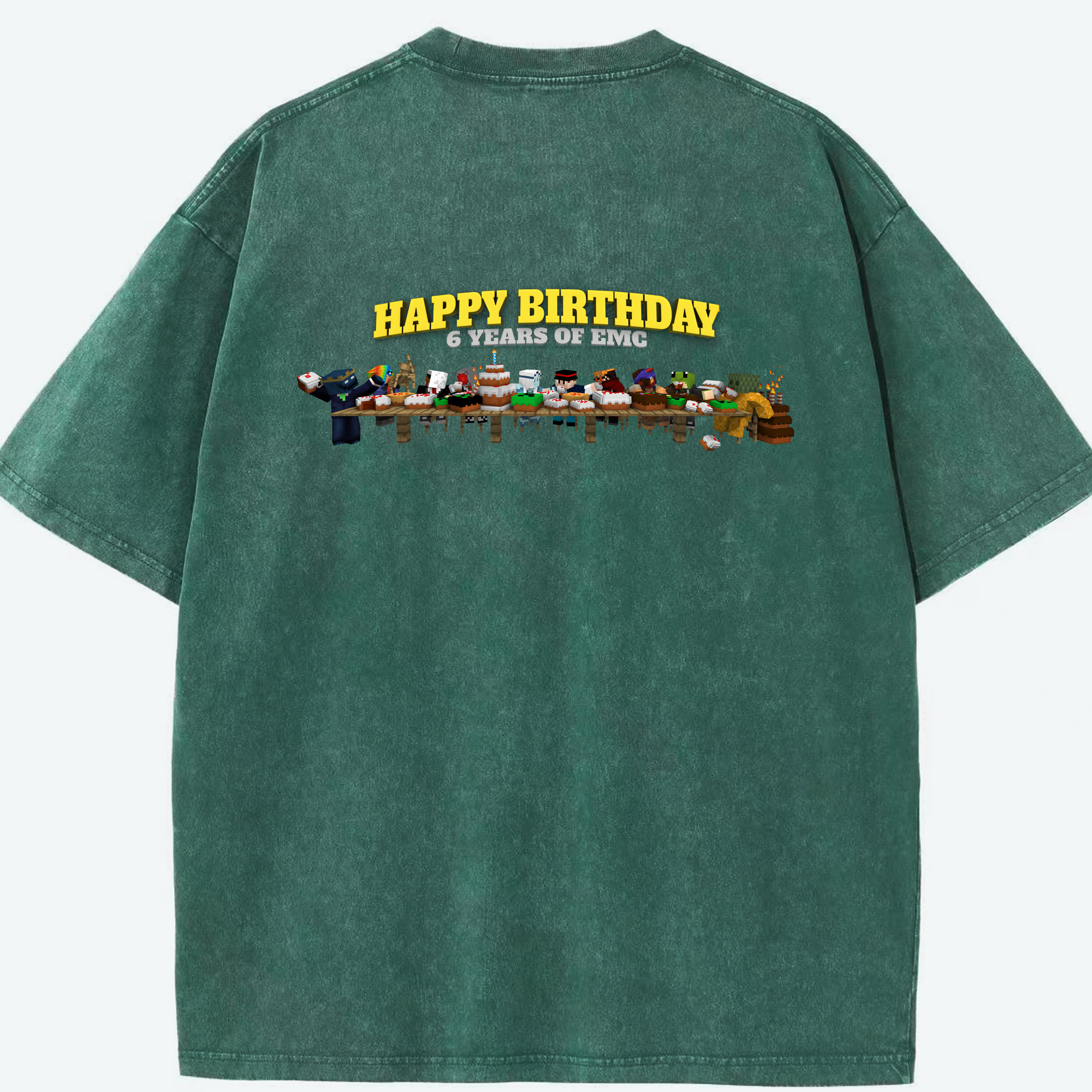 （画像用） マインクラフト ブロックの世界 Minecraft MC Block world 綿100% ヴィンテージ風 半袖Tシャツ（背面プリント）
